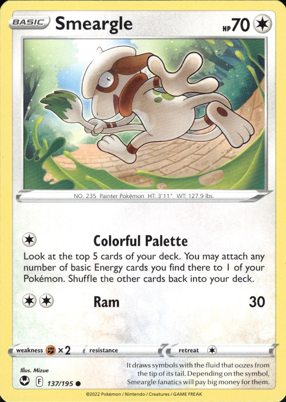 Smeargle 137/195 Common Silver Tempest Pokemon Lightly Played