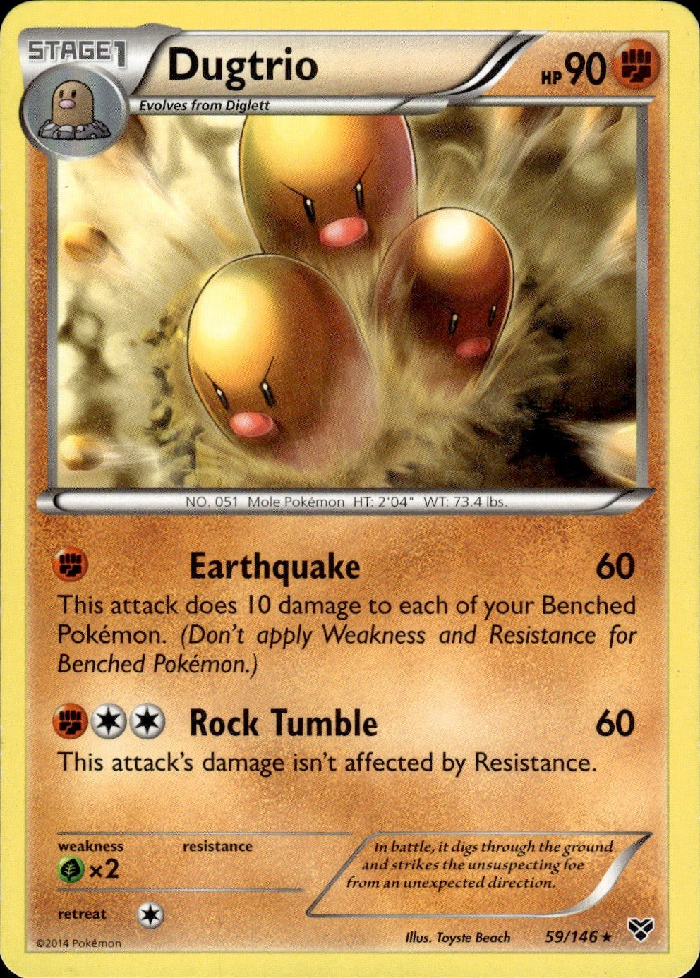 Dugtrio 59/146 Rare XY Base Set Pokemon Lightly Played