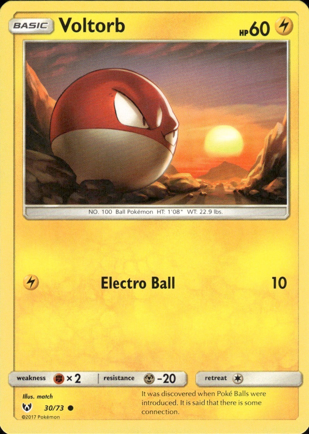 Voltorb 30/73 Common Shining Legends Pokemon Lightly Played