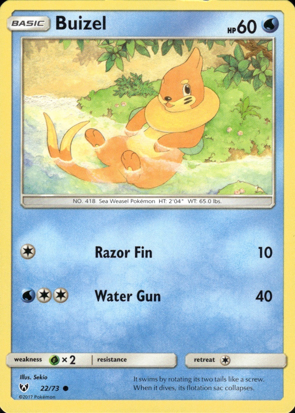 Buizel 22/73 Common Shining Legends Pokemon Lightly Played