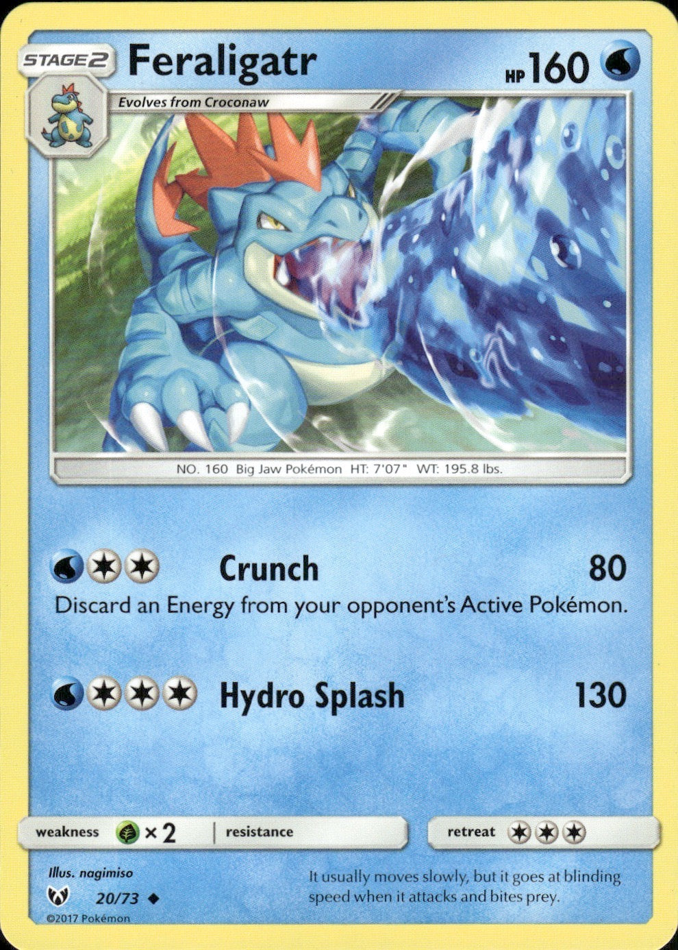 Feraligatr 20/73 Uncommon Shining Legends Pokemon Lightly Played