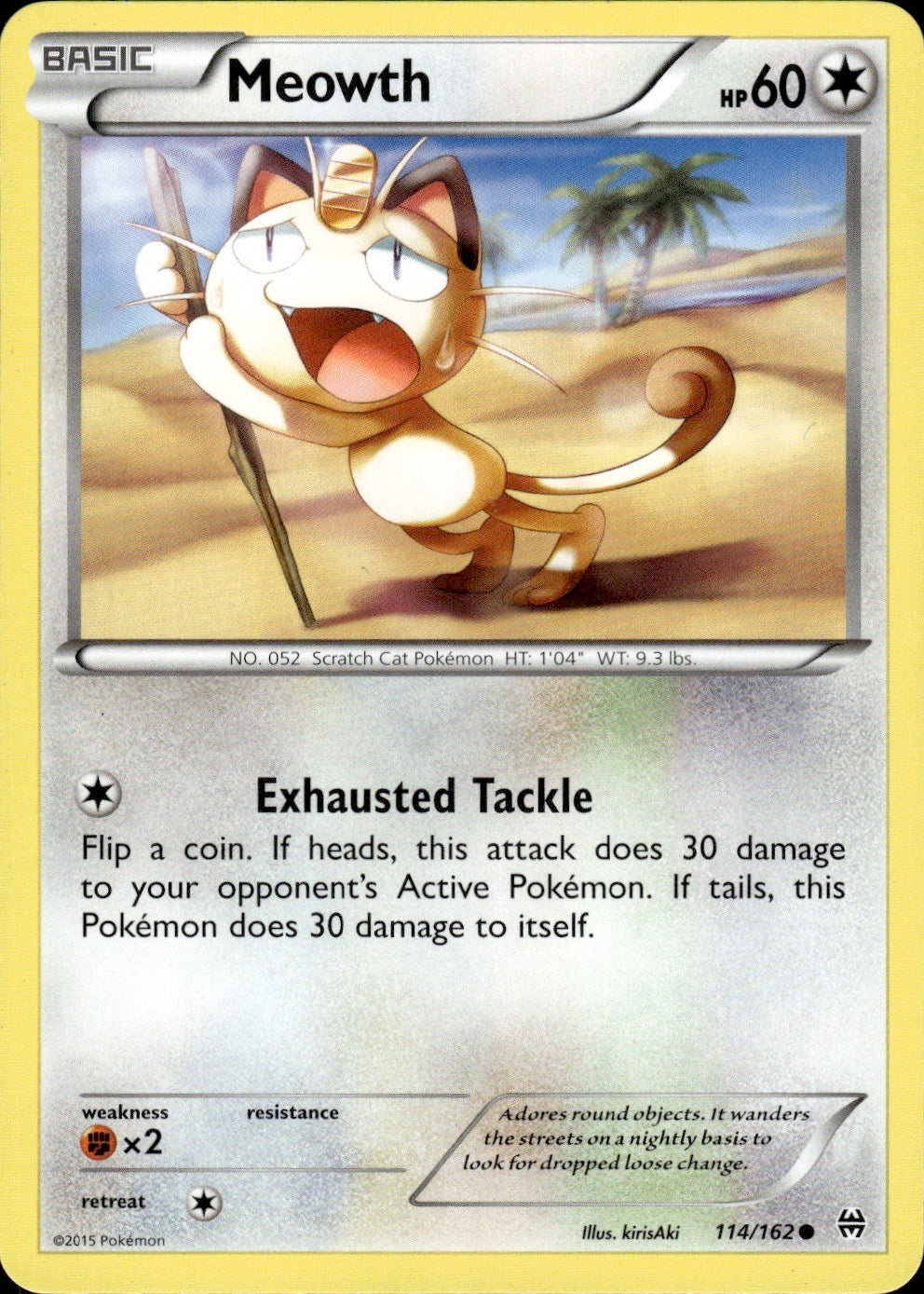 Meowth 114/162 Common BREAKthrough Pokemon Lightly Played