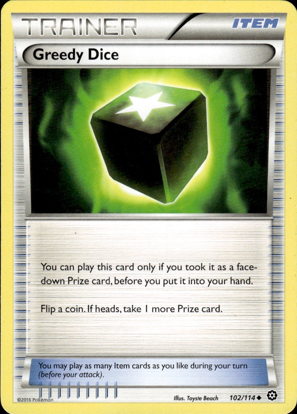 Greedy Dice 102/114 Uncommon Steam Siege Pokemon Lightly Played
