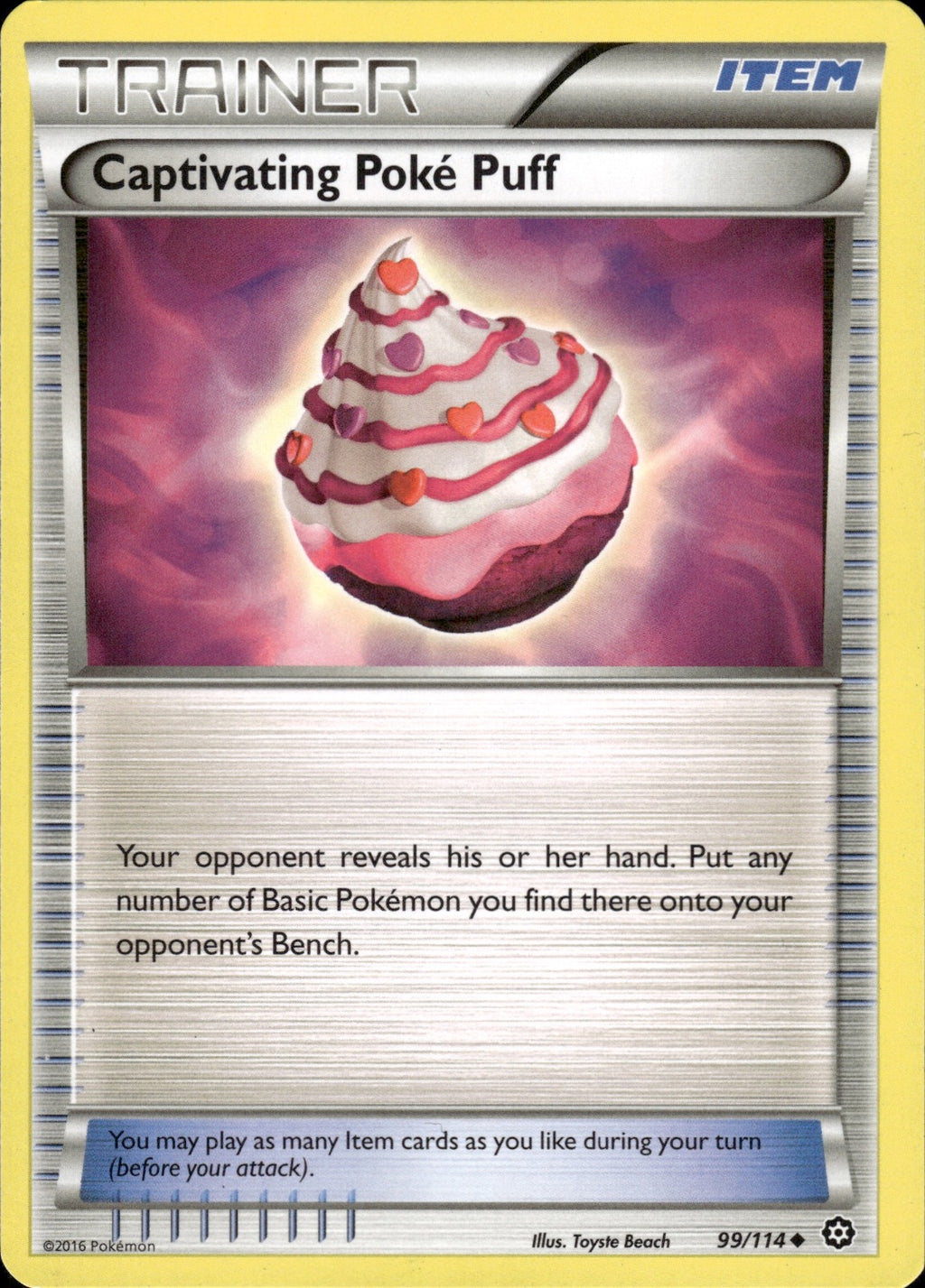 Captivating Poke Puff 99/114 Uncommon Steam Siege Pokemon Lightly Played