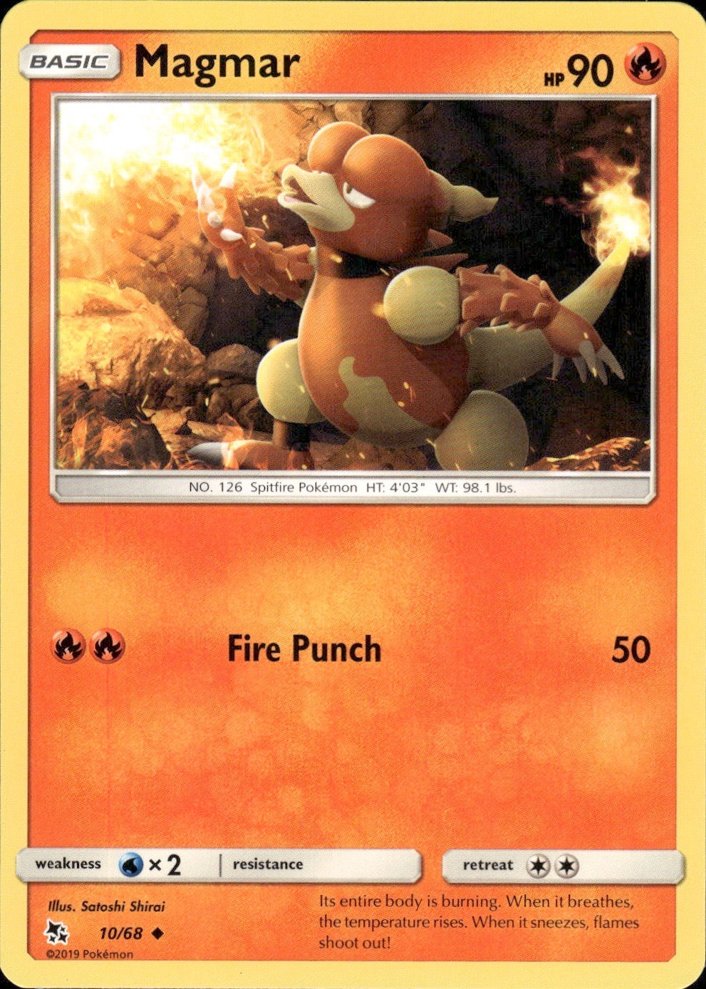 Magmar 10/68 Uncommon Hidden Fates Pokemon Lightly Played