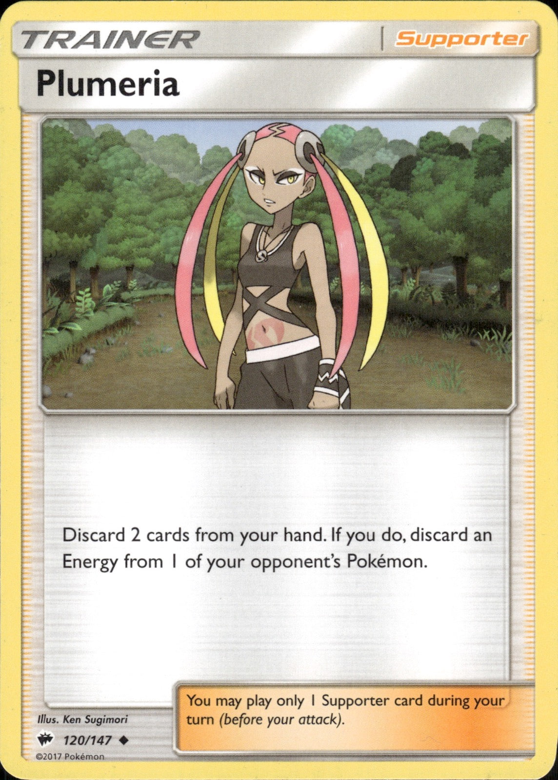 Plumeria 120/147 Uncommon Burning Shadows Pokemon Lightly Played