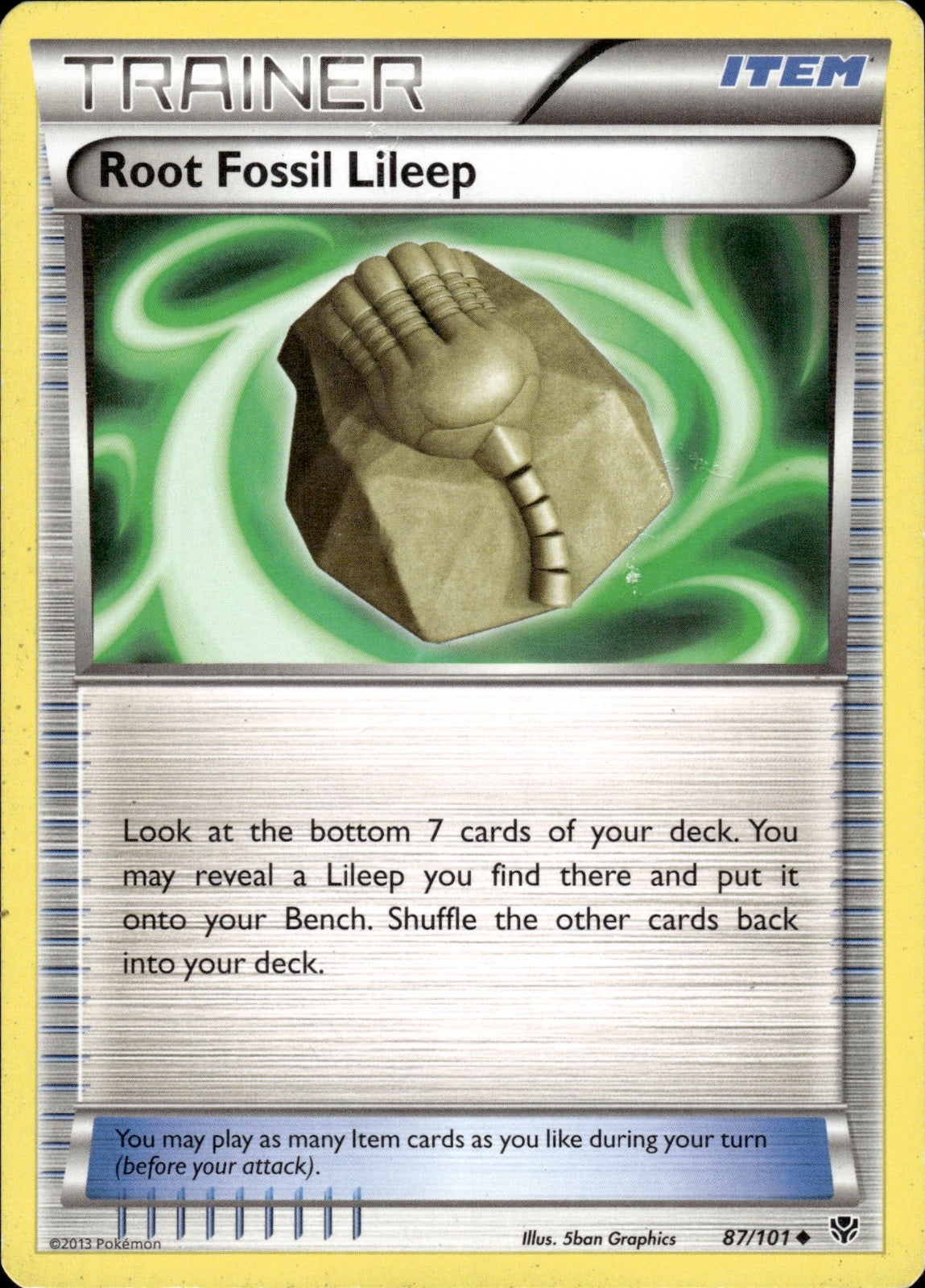 Root Fossil Lileep 87/101 Uncommon Plasma Blast Pokemon Lightly Played