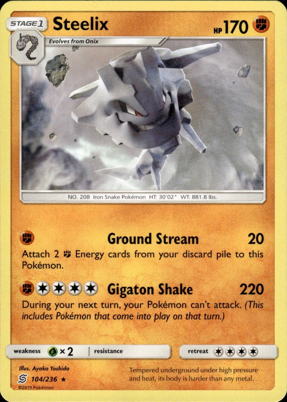 Steelix 104/236 Rare Unified Minds Pokemon Lightly Played