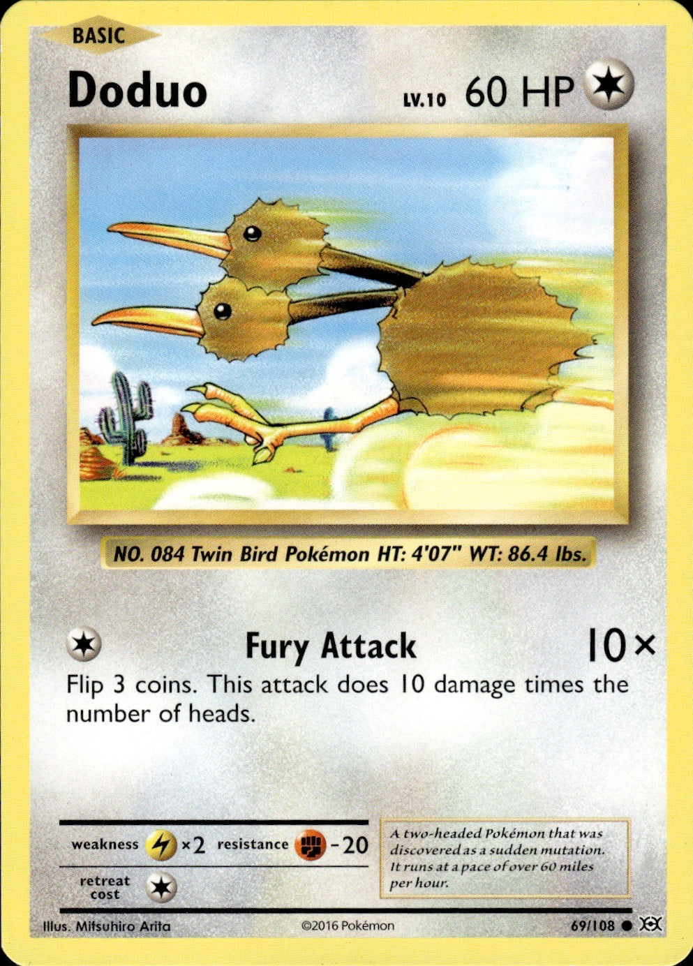 Doduo 69/108 Common Evolutions Pokemon Lightly Played