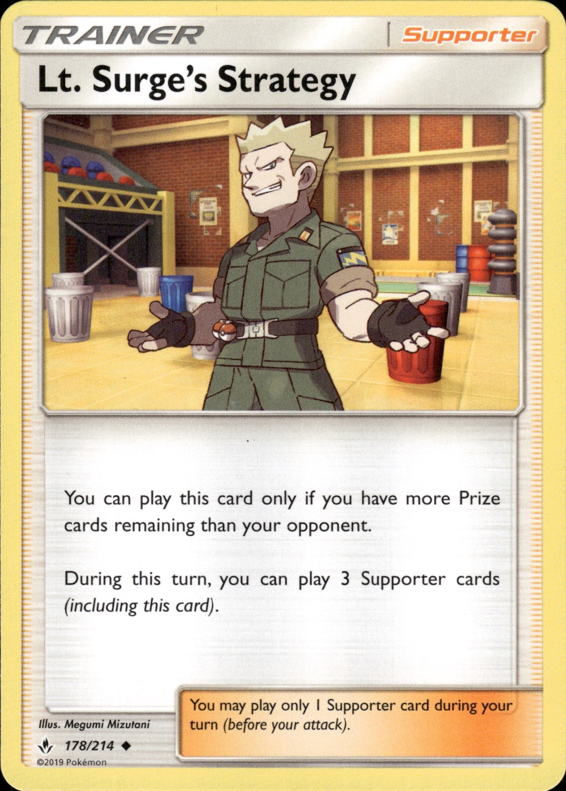 Lt. Surge's Strategy 178/214 Uncommon Unbroken Bonds Pokemon Lightly Played