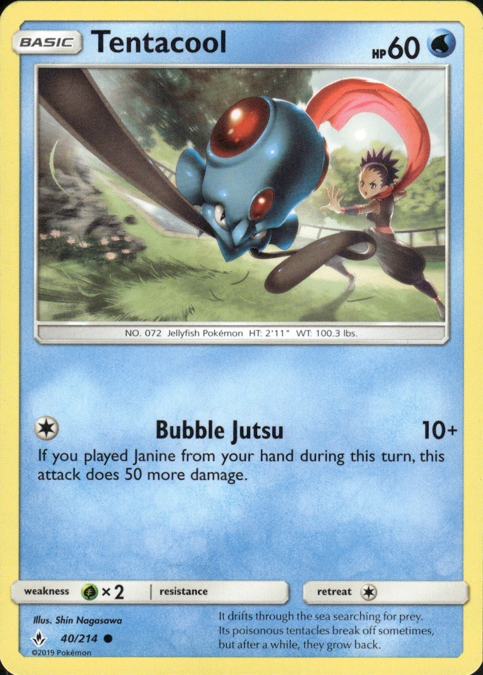 Tentacool 40/214 Common Unbroken Bonds Pokemon Lightly Played