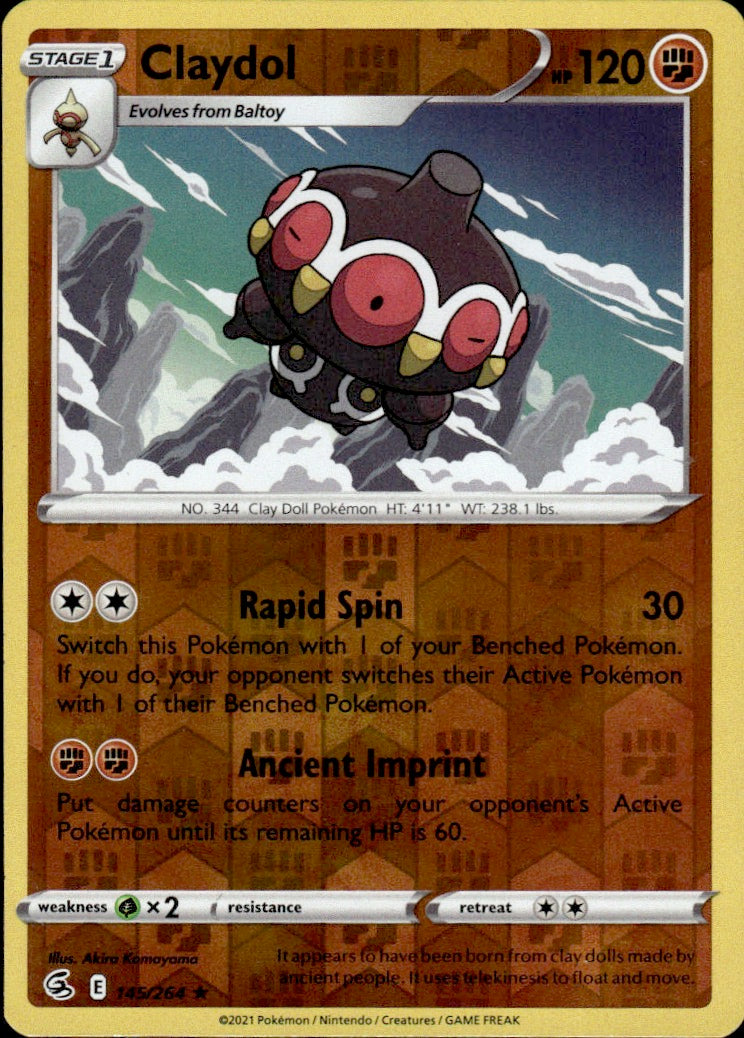 Claydol 145/264 Rare Fusion Strike Pokemon Reverse Holo Lightly Played
