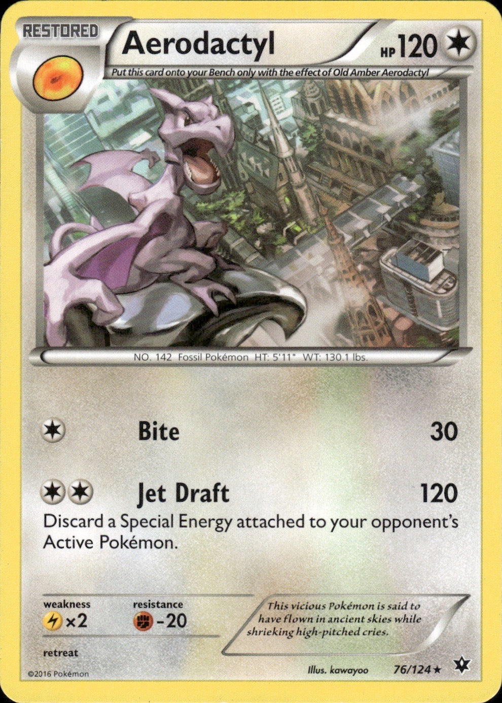 Aerodactyl 76/124 Rare Fates Collide Pokemon Lightly Played