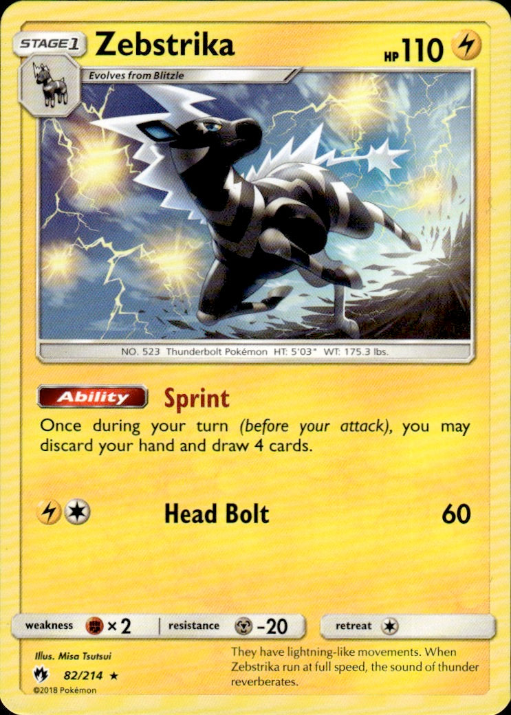 Zebstrika 82/214 Rare Lost Thunder Pokemon Lightly Played