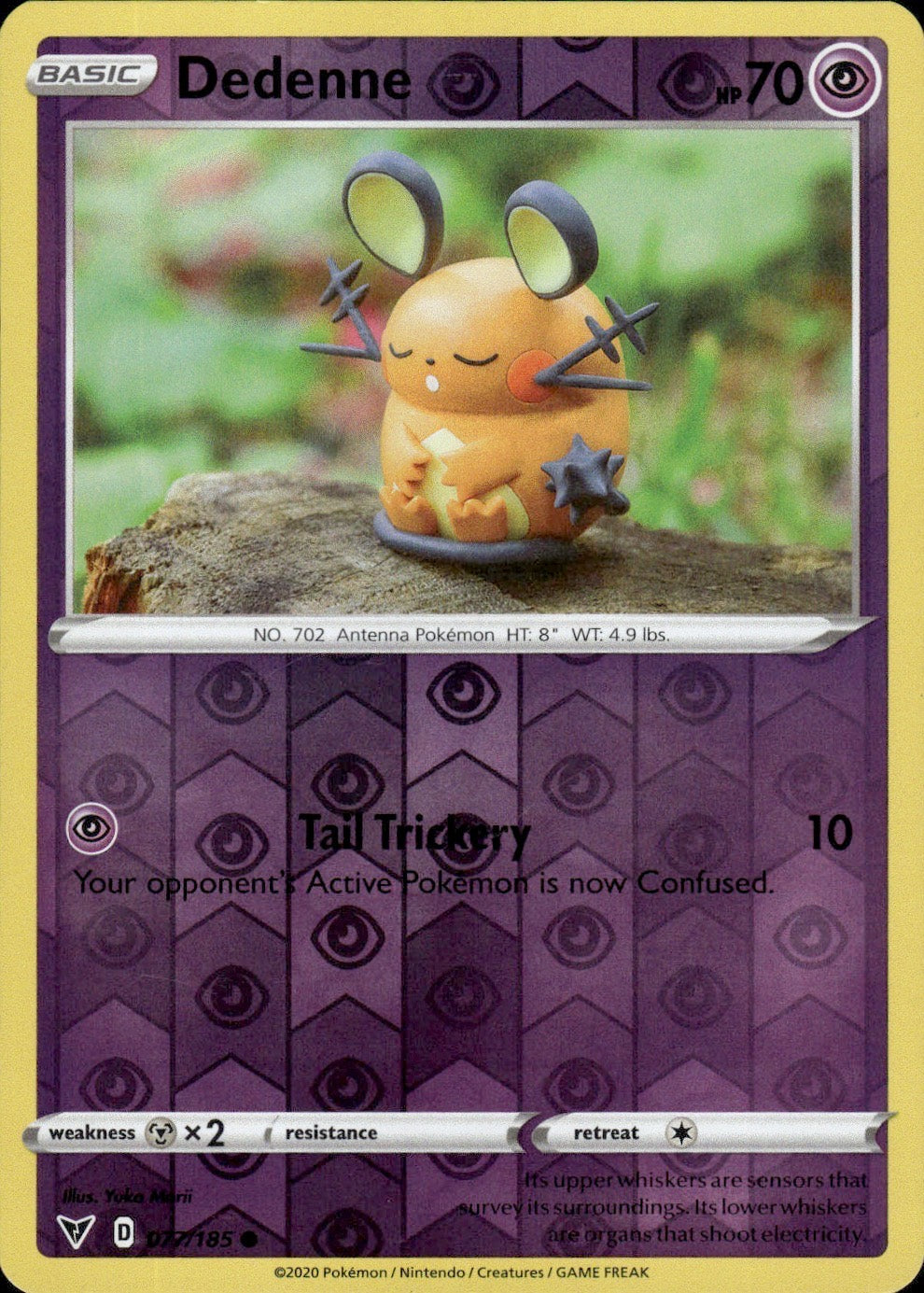Dedenne 077/185 Common Vivid Voltage Pokemon Reverse Holo Lightly Played