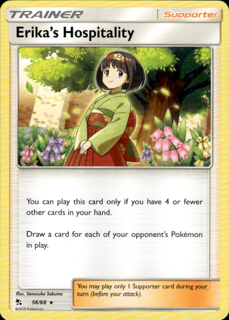Erika's Hospitality 56/68 Rare Hidden Fates Pokemon Lightly Played