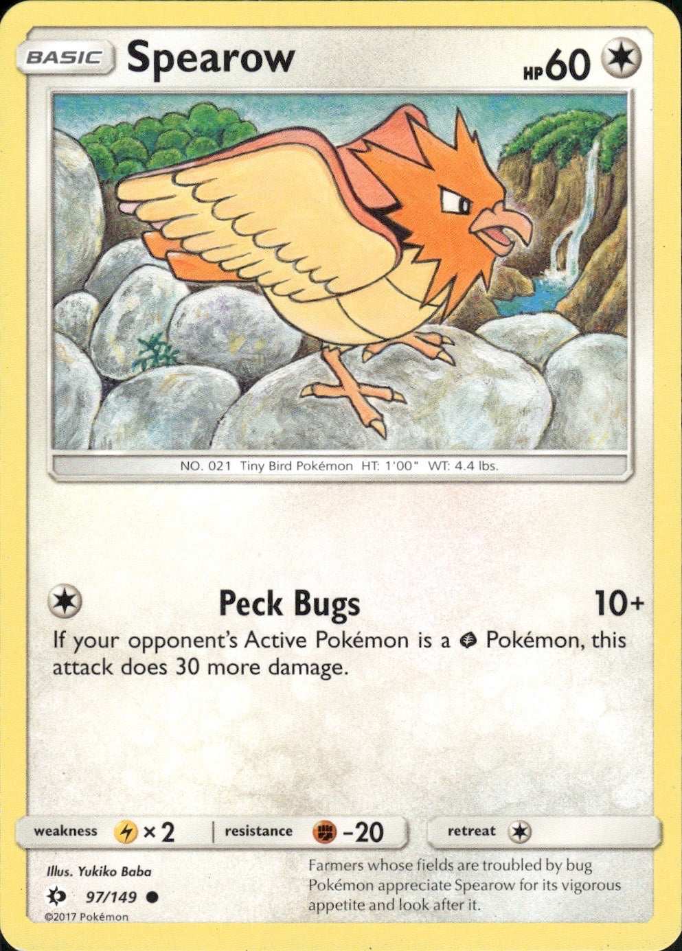 Spearow 97/149 Common SM Base Set Pokemon Lightly Played