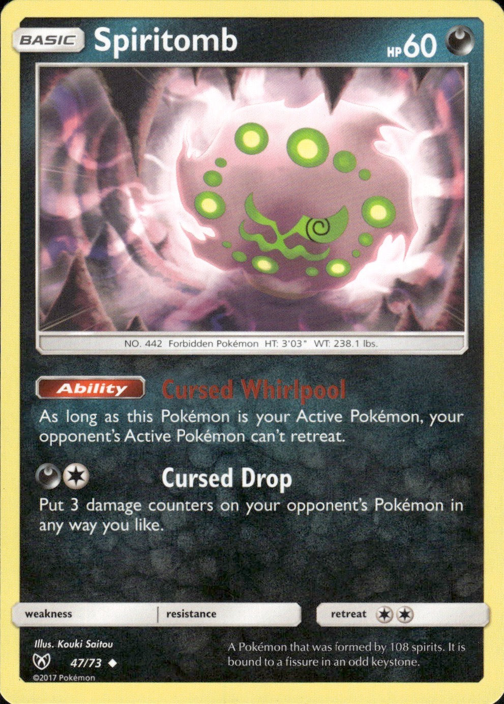Spiritomb 47/73 Uncommon Shining Legends Pokemon Lightly Played