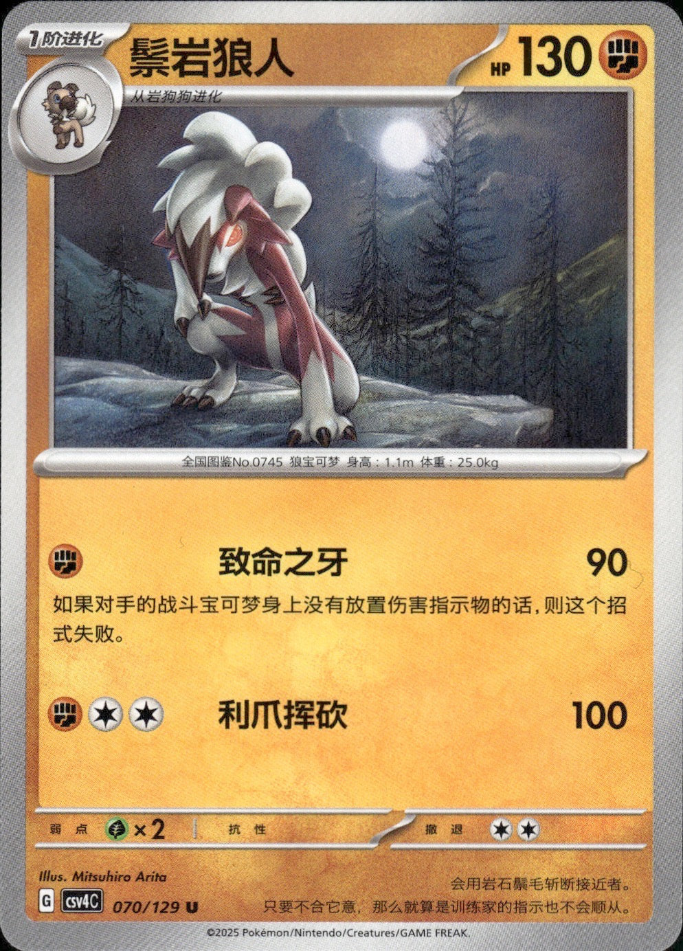 Lycanroc 070/129 Bonus Round Pokemon Chinese Near Mint