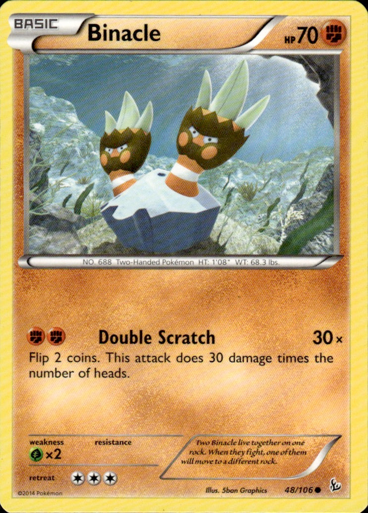 Binacle 48/106 Common Flashfire Pokemon Lightly Played