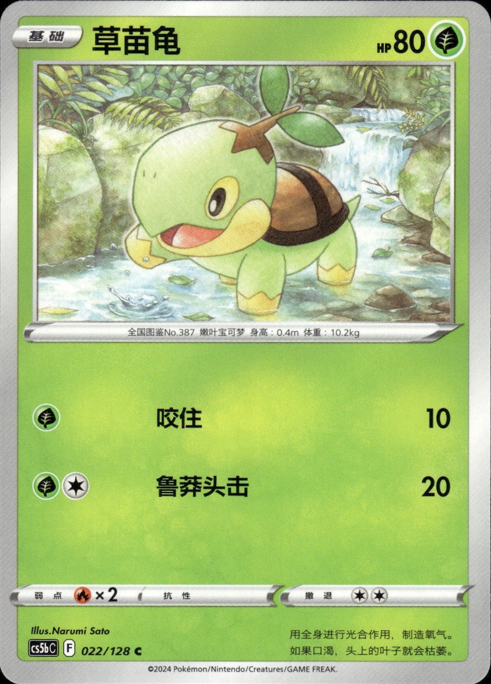 Turtwig 022/128 Brave Stars - Brave Pokemon Chinese Near Mint