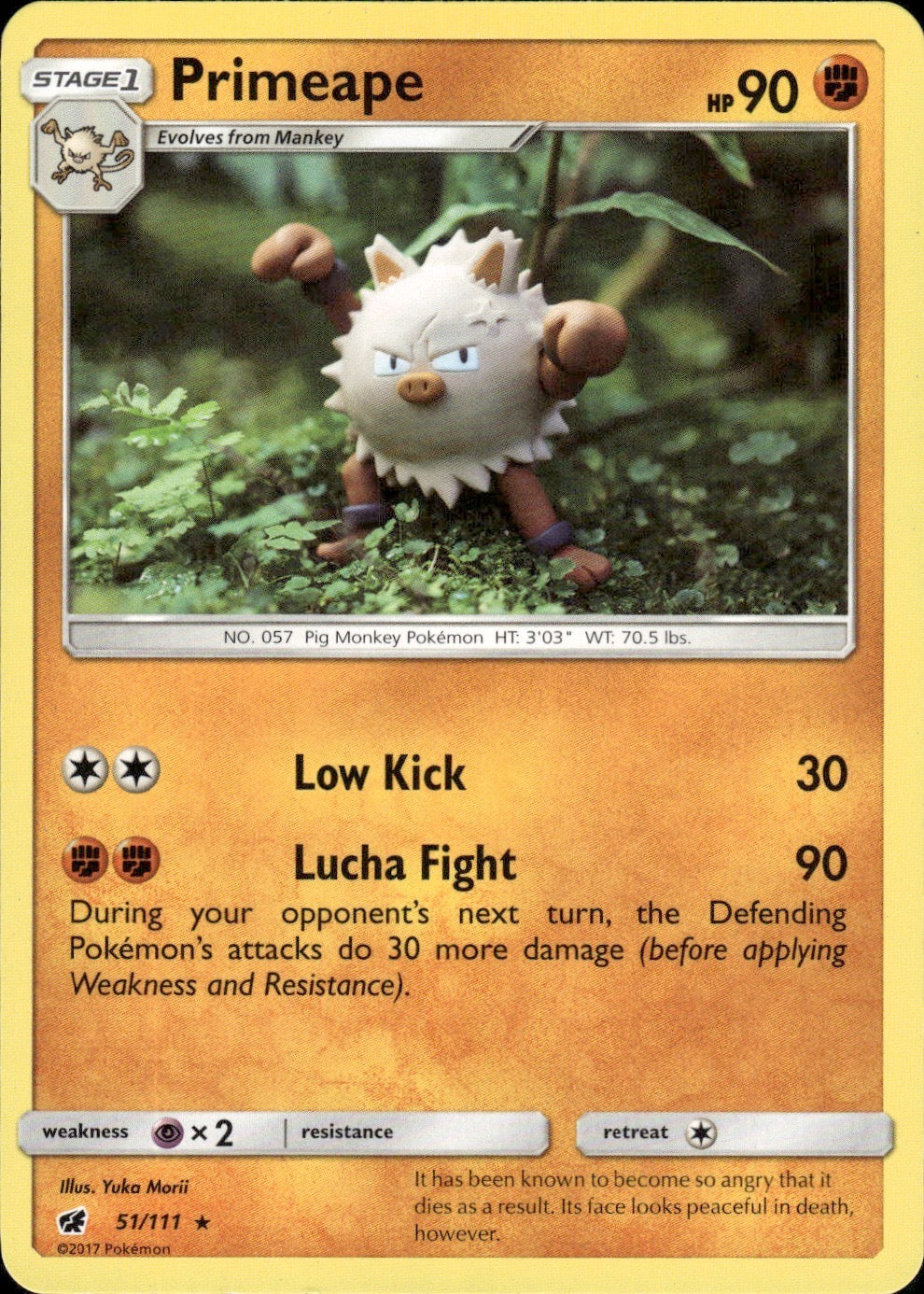 Primeape 51/111 Rare Crimson Invasion Pokemon Lightly Played
