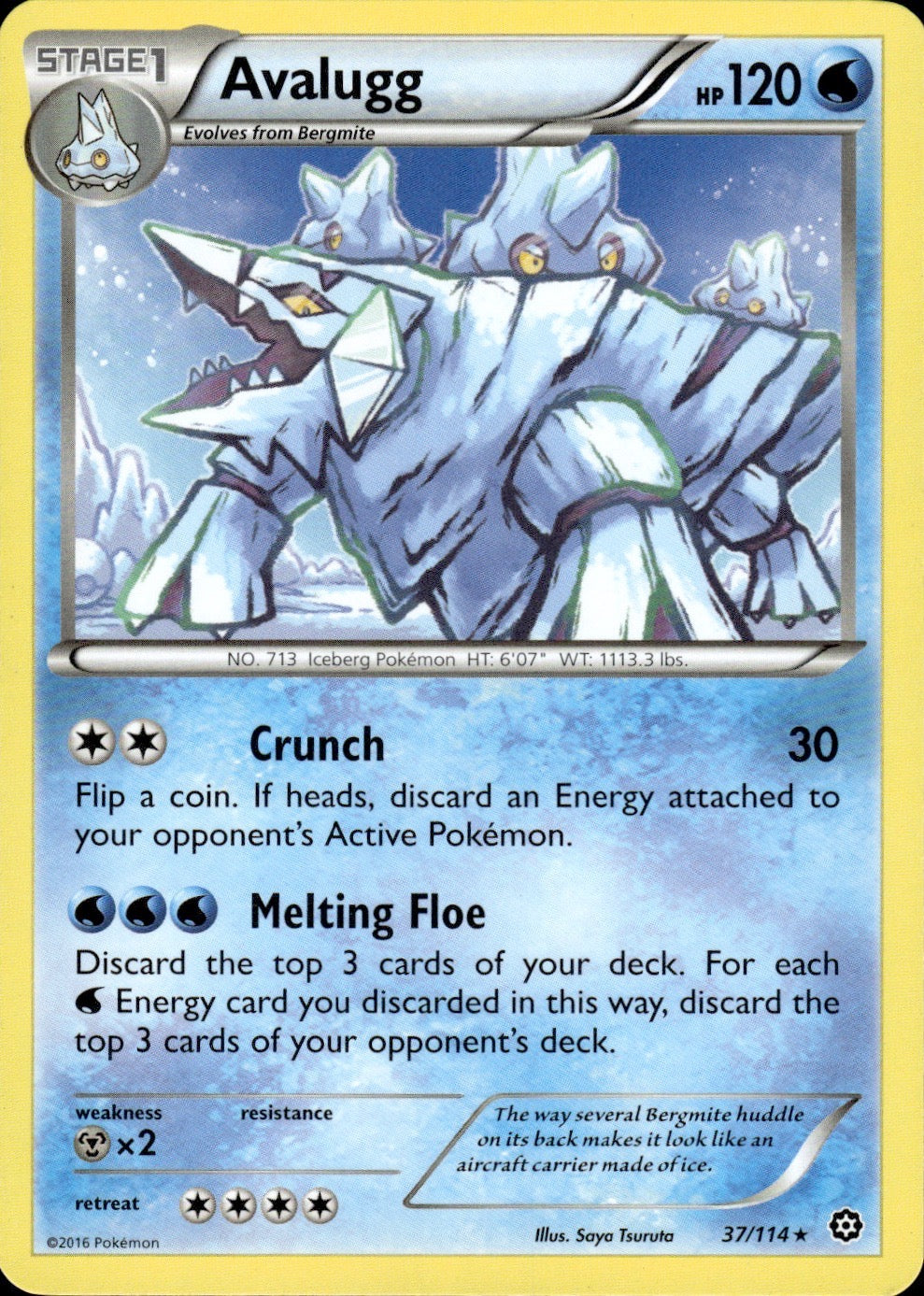 Avalugg 37/114 Rare Steam Siege Pokemon Lightly Played