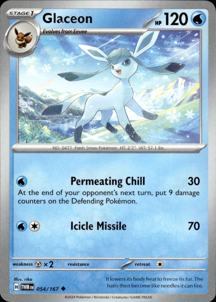 Glaceon 054/167 Uncommon Twilight Masquerade Pokemon Lightly Played