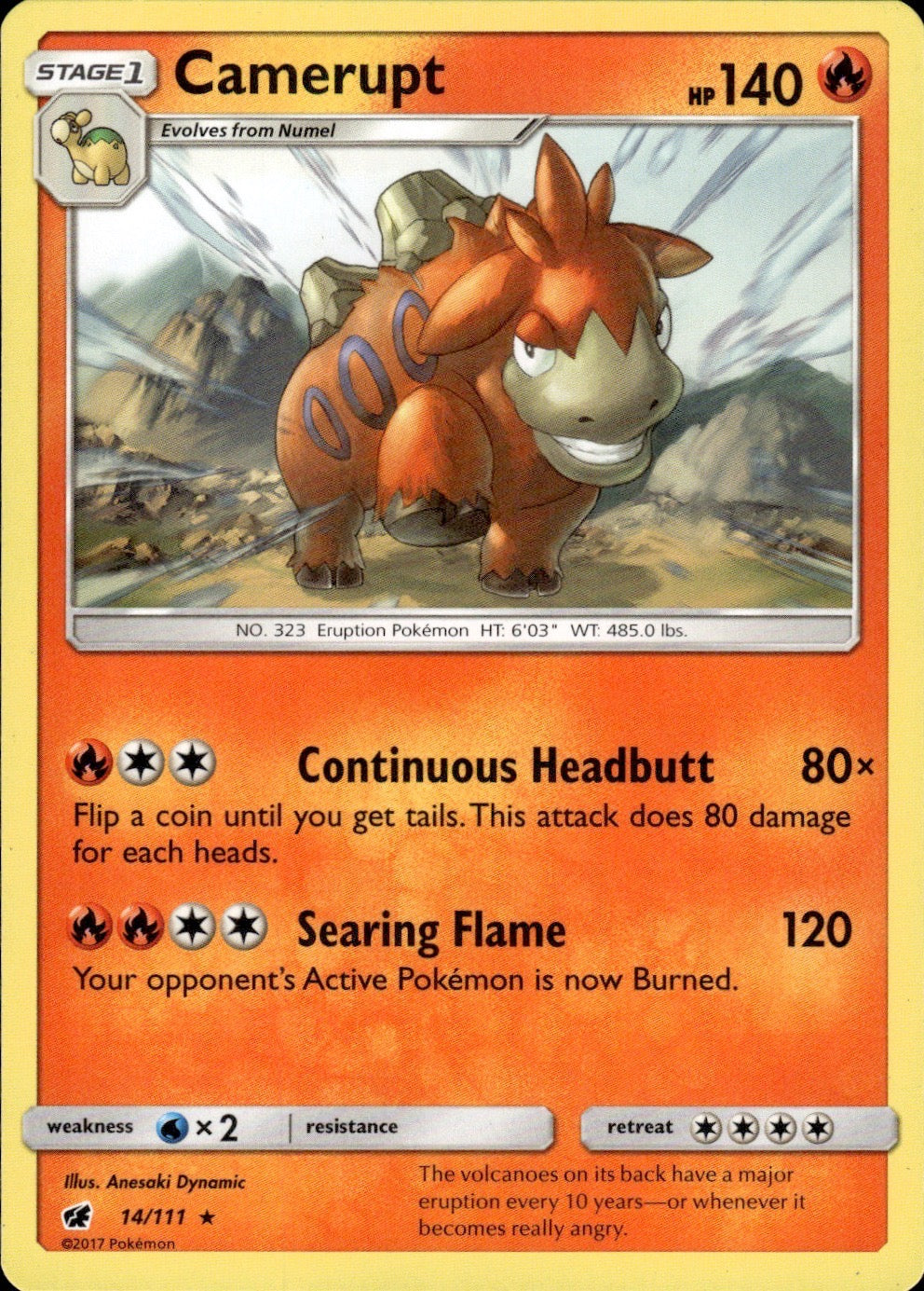 Camerupt 14/111 Rare Crimson Invasion Pokemon Lightly Played
