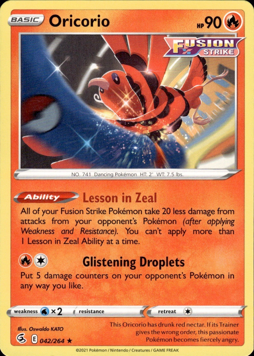 Oricorio 042/264 Rare Fusion Strike Pokemon Lightly Played