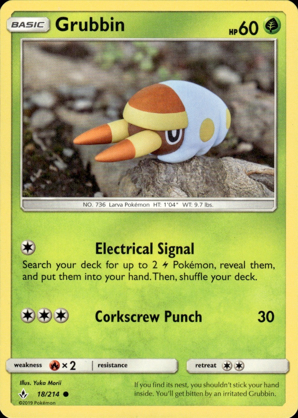 Grubbin 18/214 Common Unbroken Bonds Pokemon Lightly Played