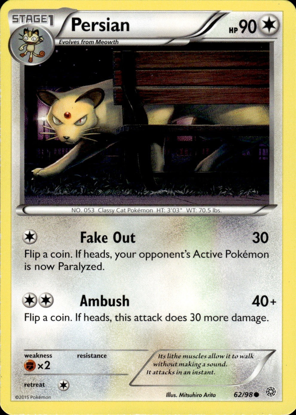 Persian 62/98 Common Ancient Origins Pokemon Lightly Played
