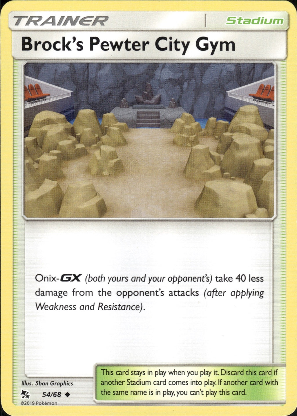 Brock's Pewter City Gym 54/68 Uncommon Hidden Fates Pokemon Lightly Played