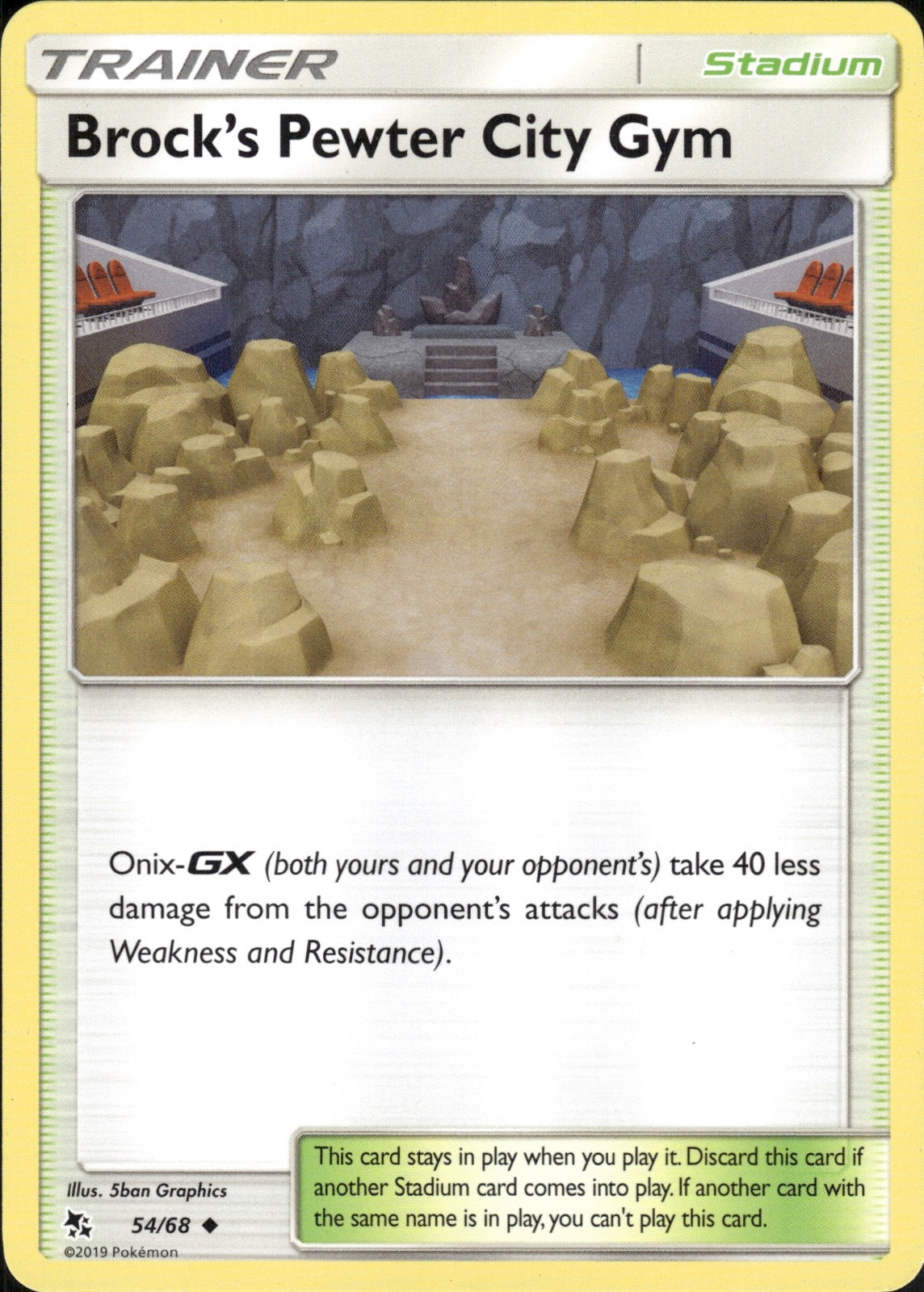Brock's Pewter City Gym 54/68 Uncommon Hidden Fates Pokemon Lightly Played