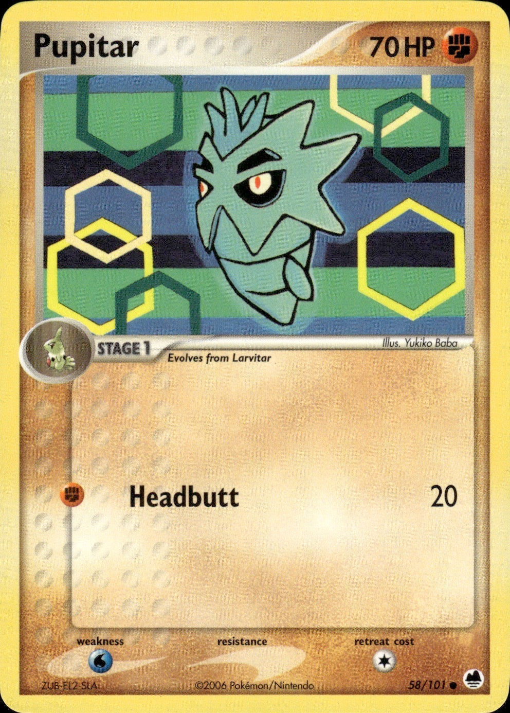 Pupitar 58/101 Common Dragon Frontiers Pokemon Lightly Played