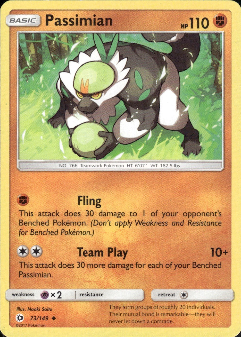 Passimian 73/149 Uncommon SM Base Set Pokemon Lightly Played