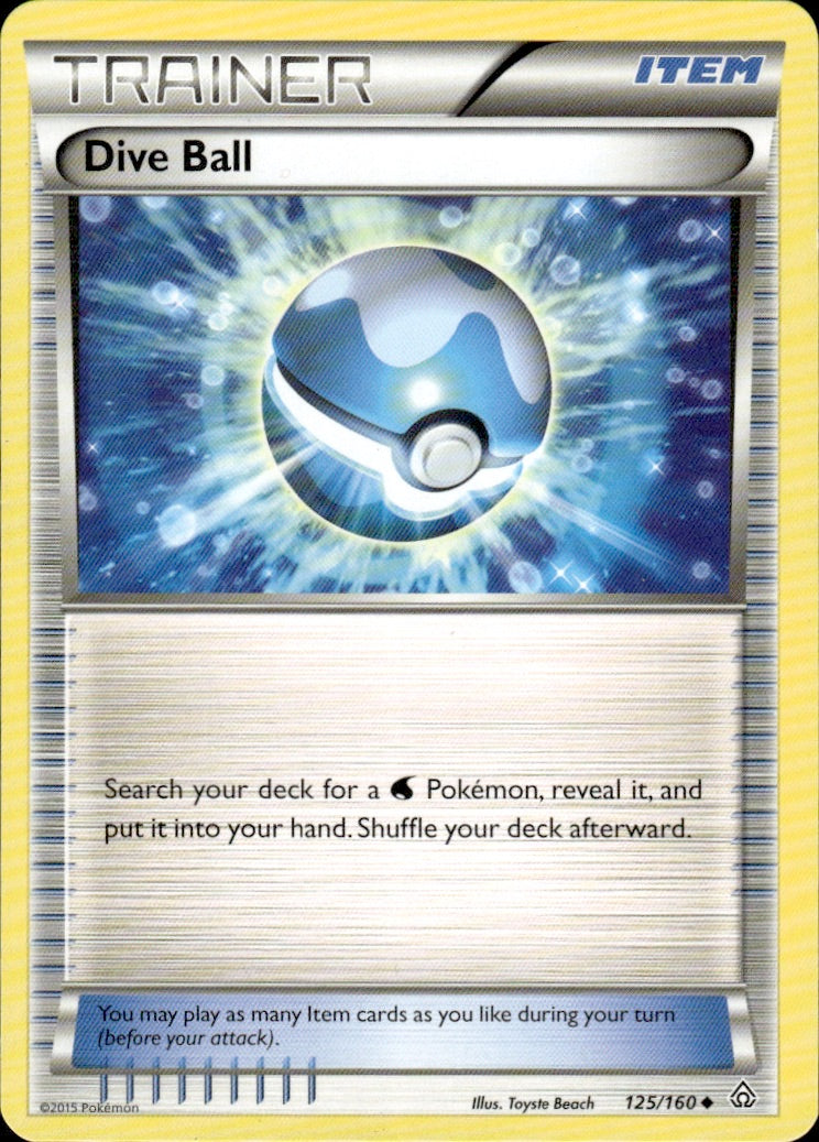 Dive Ball 125/160 Uncommon Primal Clash Pokemon Lightly Played