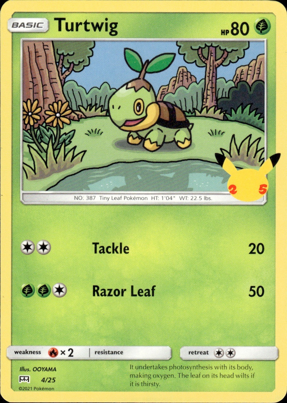 Turtwig 004/025 Promo McDonald's 25th Anniversary Promos Pokemon Lightly Played