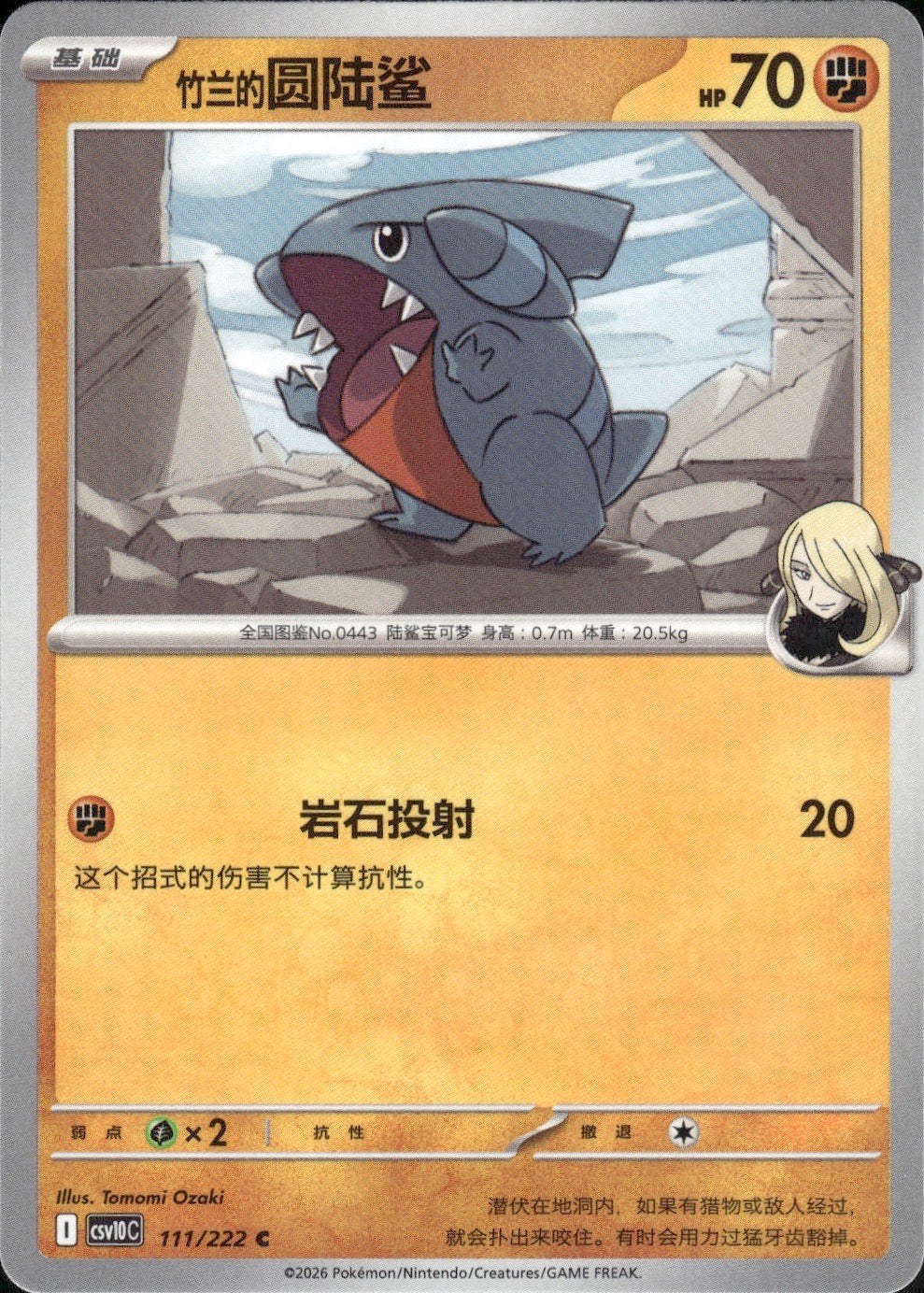 Cynthia's Gible 111 C Chasing Glory Together Pokemon Chinese Near Mint