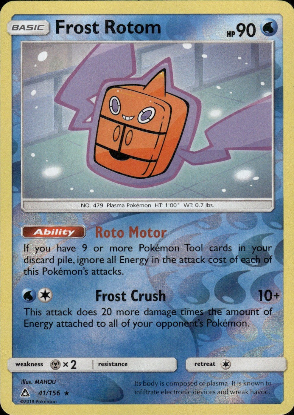 Frost Rotom 41/156 Rare Ultra Prism Pokemon Reverse Holo Lightly Played