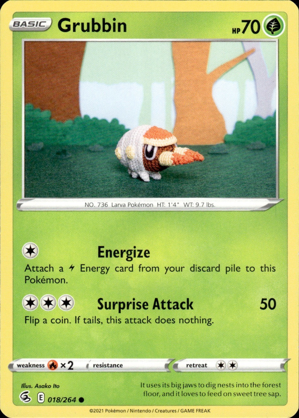 Grubbin 018/264 Common Fusion Strike Pokemon Lightly Played