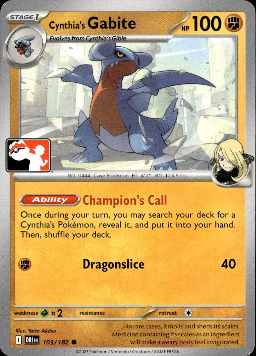 Cynthia's Gabite 103/182 Common Prize Pack Series Cards Pokemon Near Mint