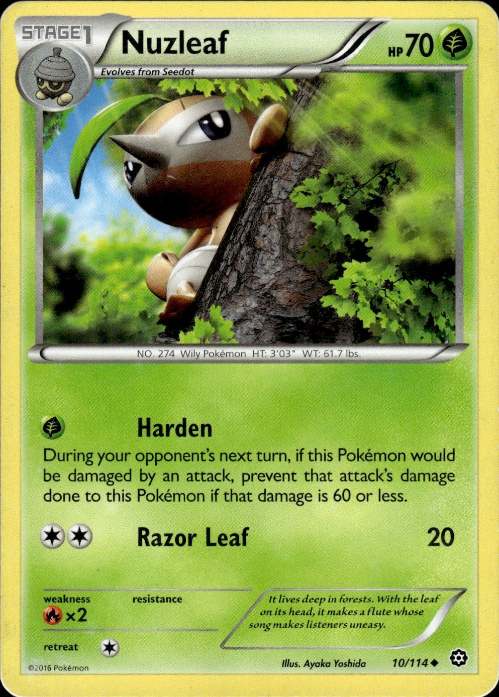 Nuzleaf 10/114 Uncommon Steam Siege Pokemon Lightly Played