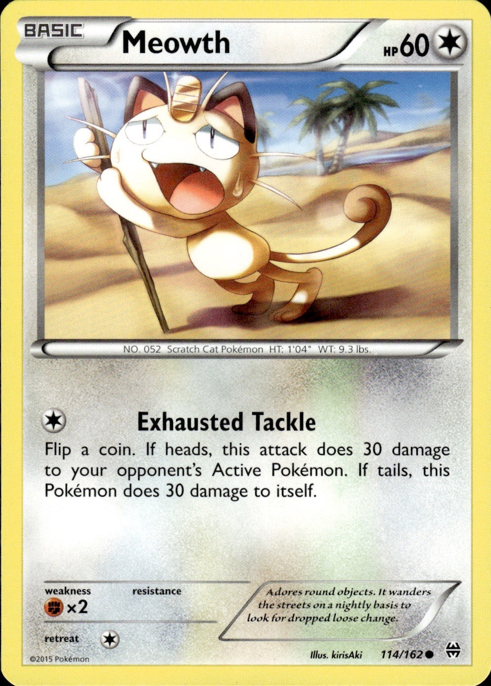 Meowth 114/162 Common BREAKthrough Pokemon Lightly Played