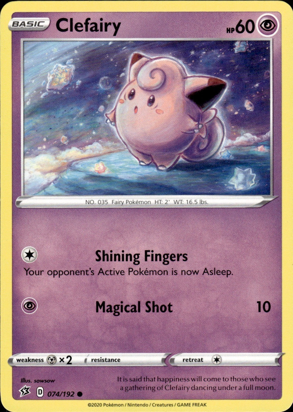 Clefairy 074/192 Common Rebel Clash Pokemon Lightly Played