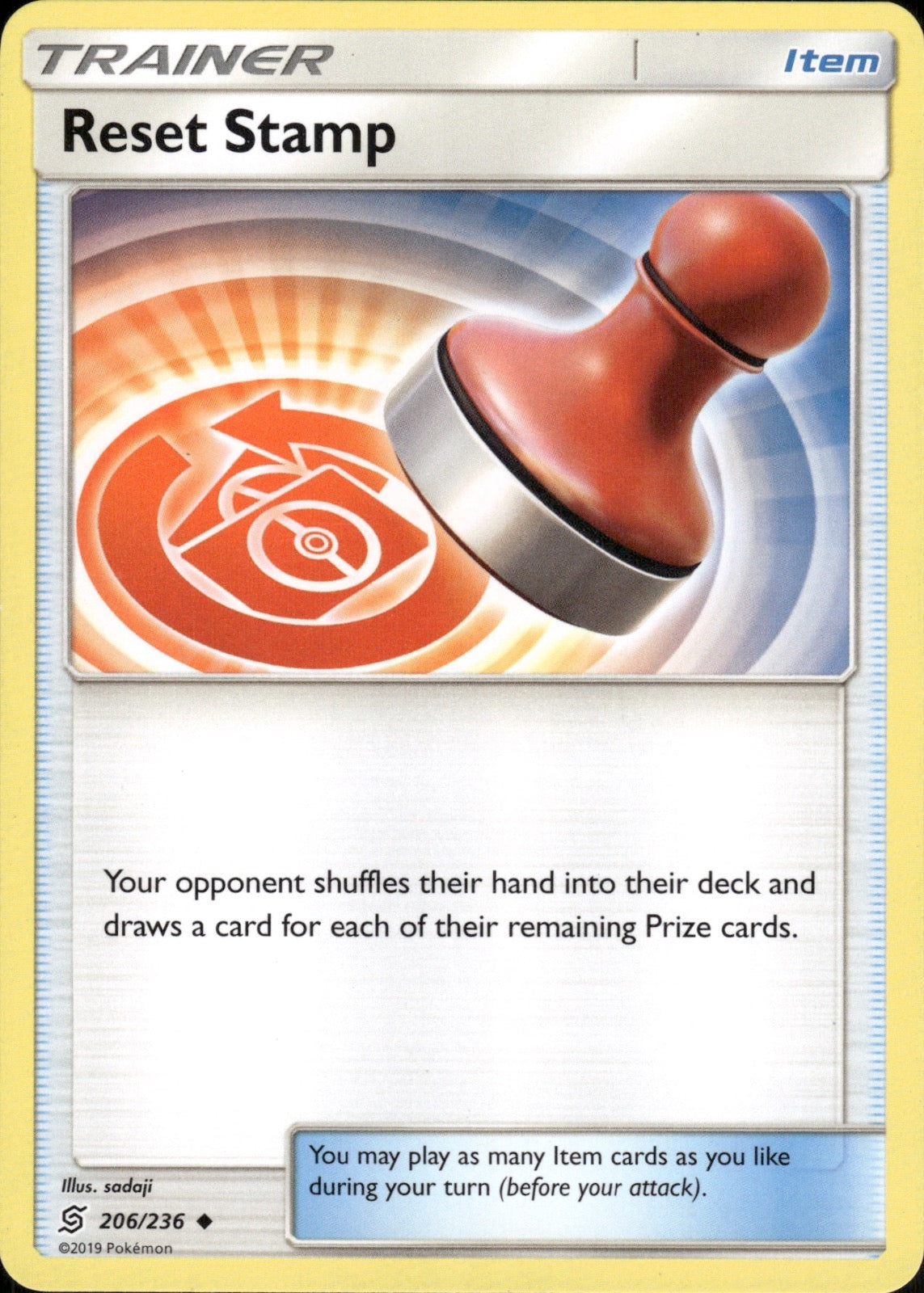 Reset Stamp 206/236 Uncommon Unified Minds Pokemon Lightly Played