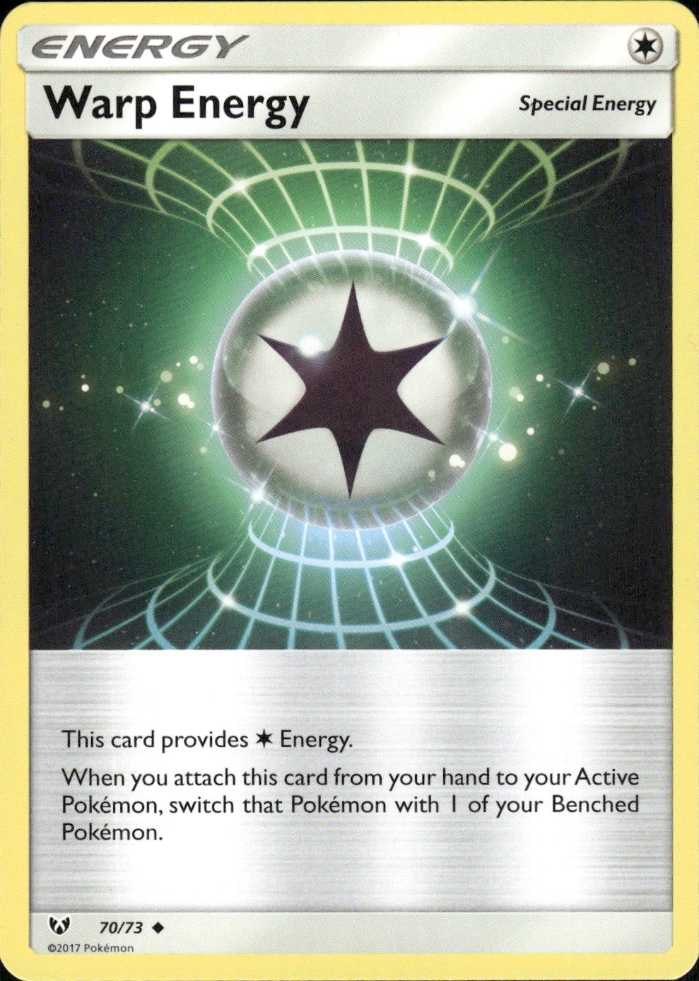 Warp Energy 70/73 Uncommon Shining Legends Pokemon Lightly Played