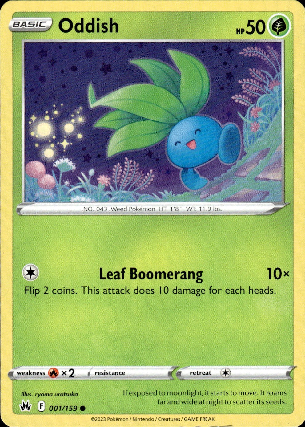 Oddish 001/159 Common Crown Zenith Pokemon Lightly Played