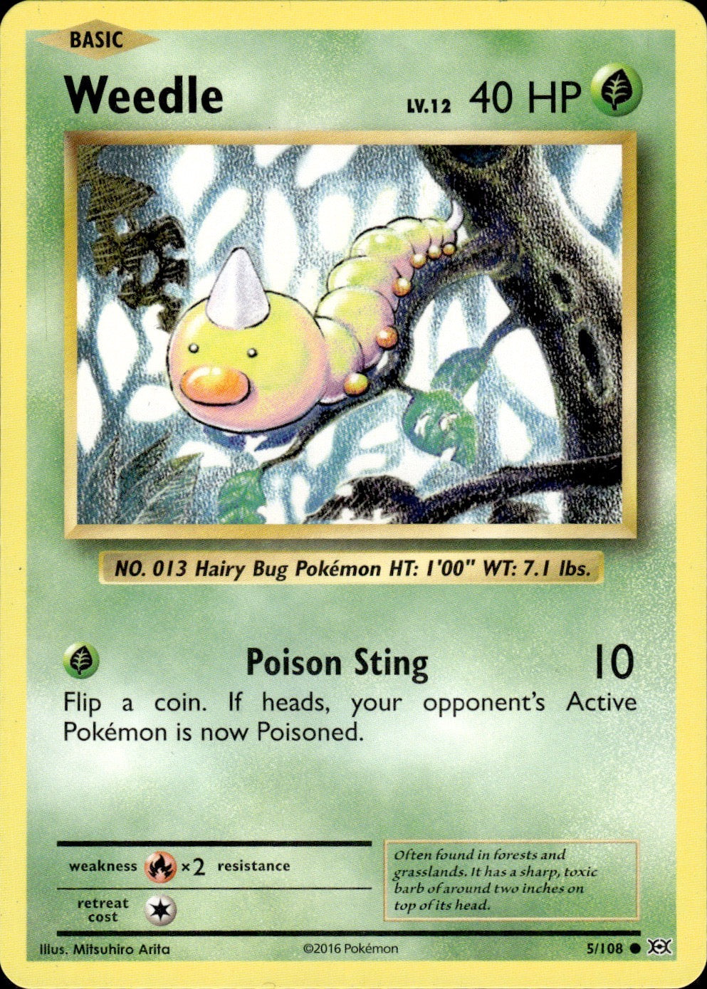 Weedle 5/108 Common Evolutions Pokemon Lightly Played
