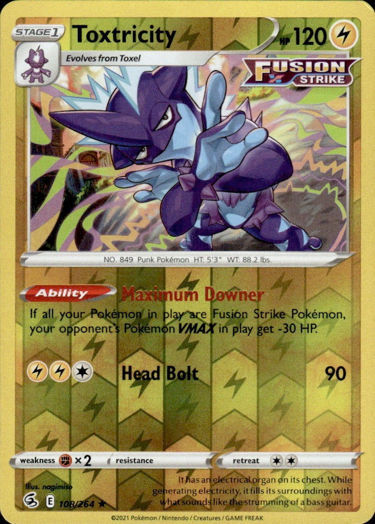 Toxtricity 108/264 Rare Fusion Strike Pokemon Reverse Holo Lightly Played